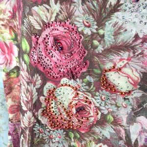 Shabby chic roses floral sparkle lace tunic tshirt